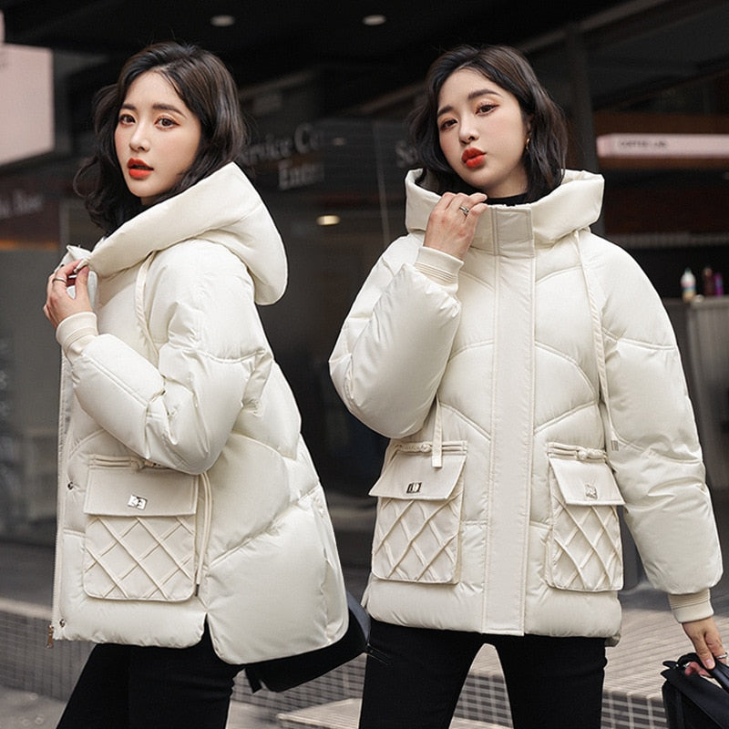 Loose Hooded Cotton Coat