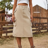 Denim Workwear Women Cargo Skirt