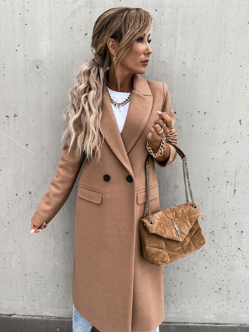 Long Suit Collar Woolen Coat Women