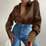 Elegant Satin Long Sleeve Blouses