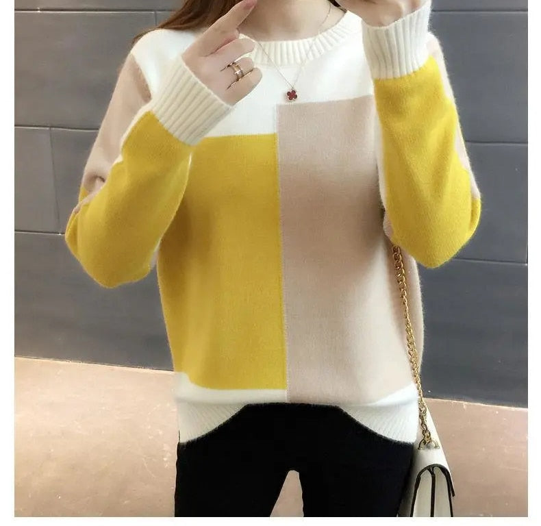 Patchwork Knitted Warm Sweater