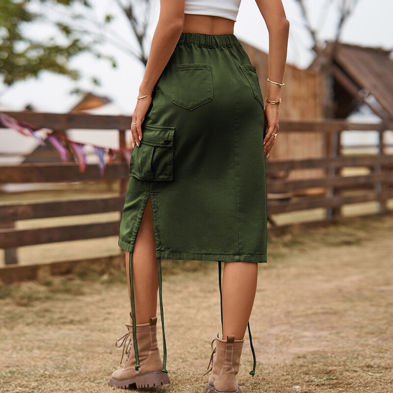 Denim Workwear Women Cargo Skirt