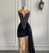 Gowns Black Velvet Short Dresses