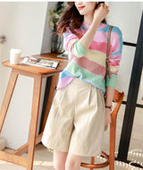 Rainbow Striped Round Neck Knitwear