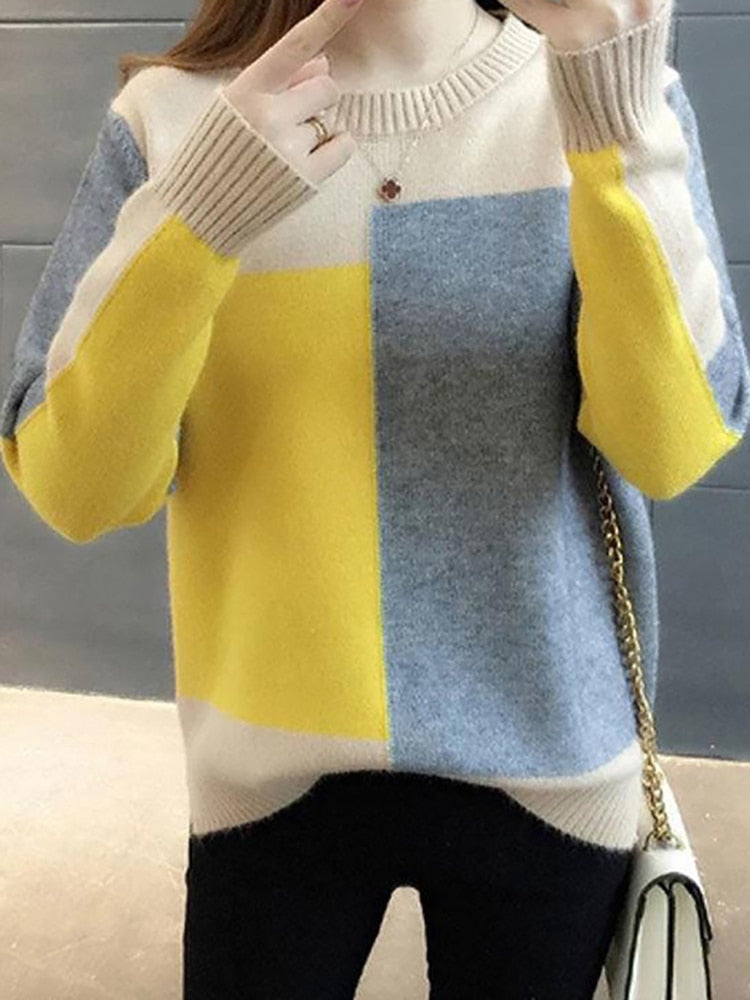 Patchwork Knitted Warm Sweater