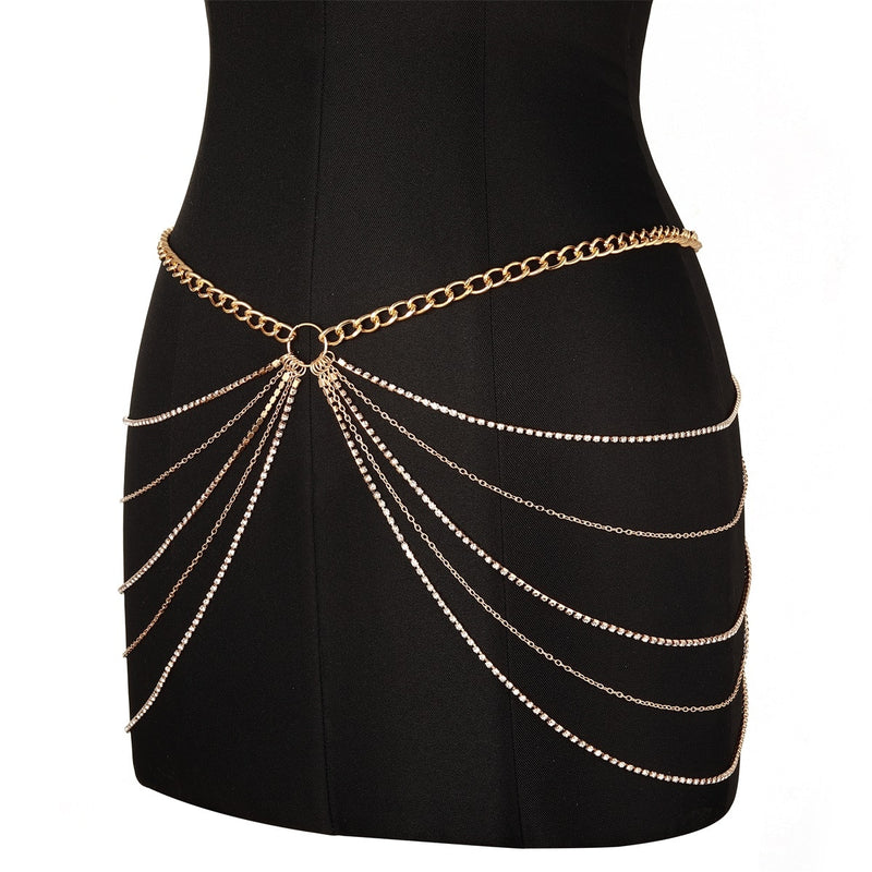 Layered Rhinestone  Belly Body Chain