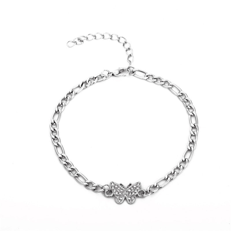 Butterfly Anklet Rhinestone Chain