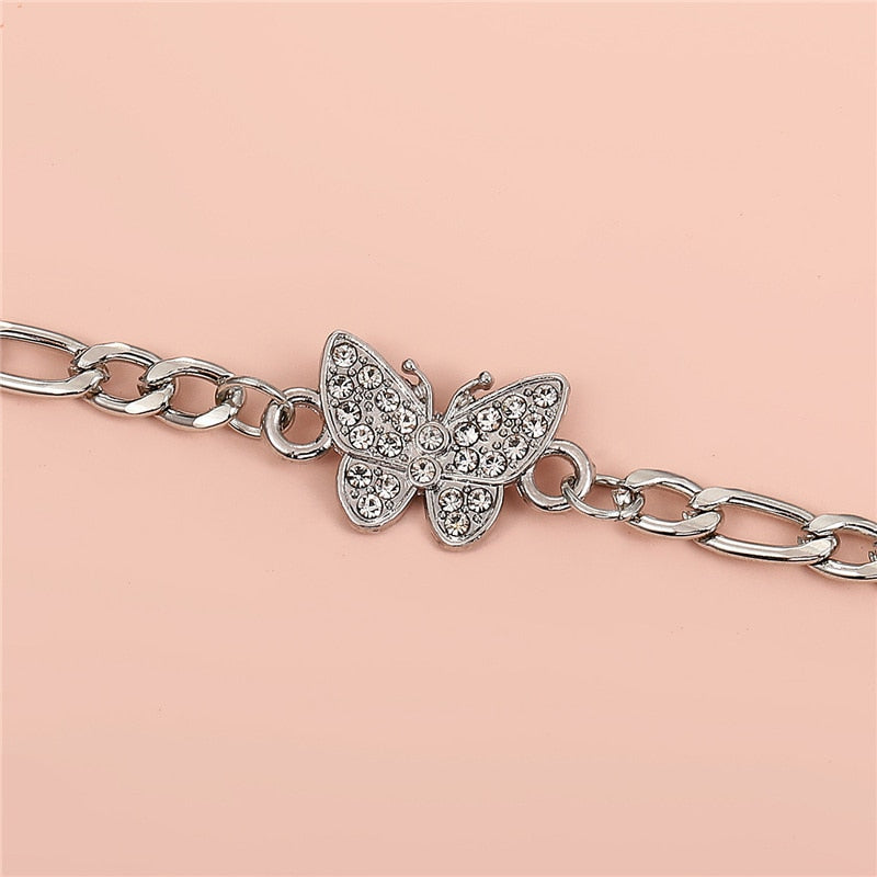 Butterfly Anklet Rhinestone Chain