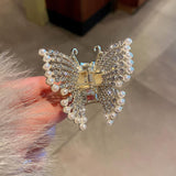 Female Butterfly Pearl Tassel Hair Claw