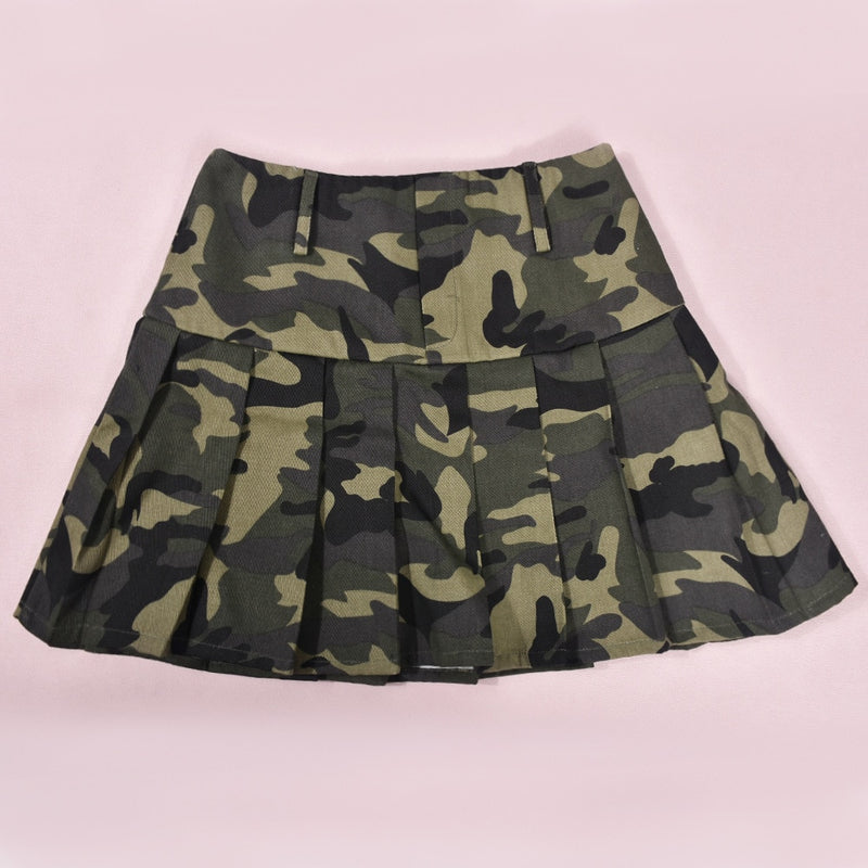 Camouflage Olive Green Mini Skirts