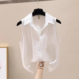 Sleeveless Chiffon Crepe Blouse