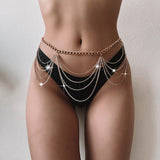 Layered Rhinestone  Belly Body Chain