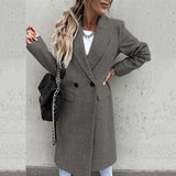 Long Suit Collar Woolen Coat Women