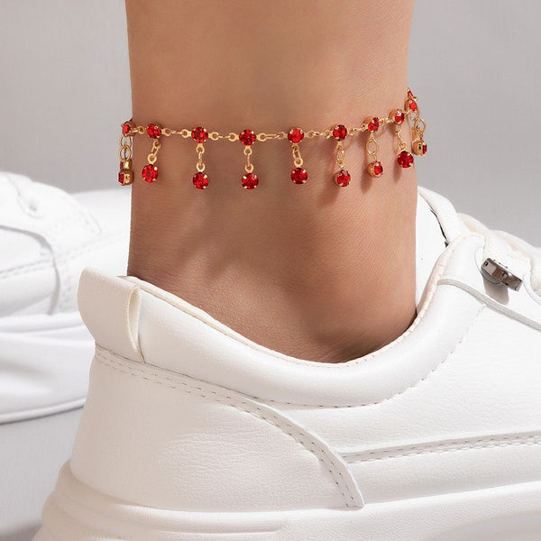 Rhinestones Tassel Anklets for Women