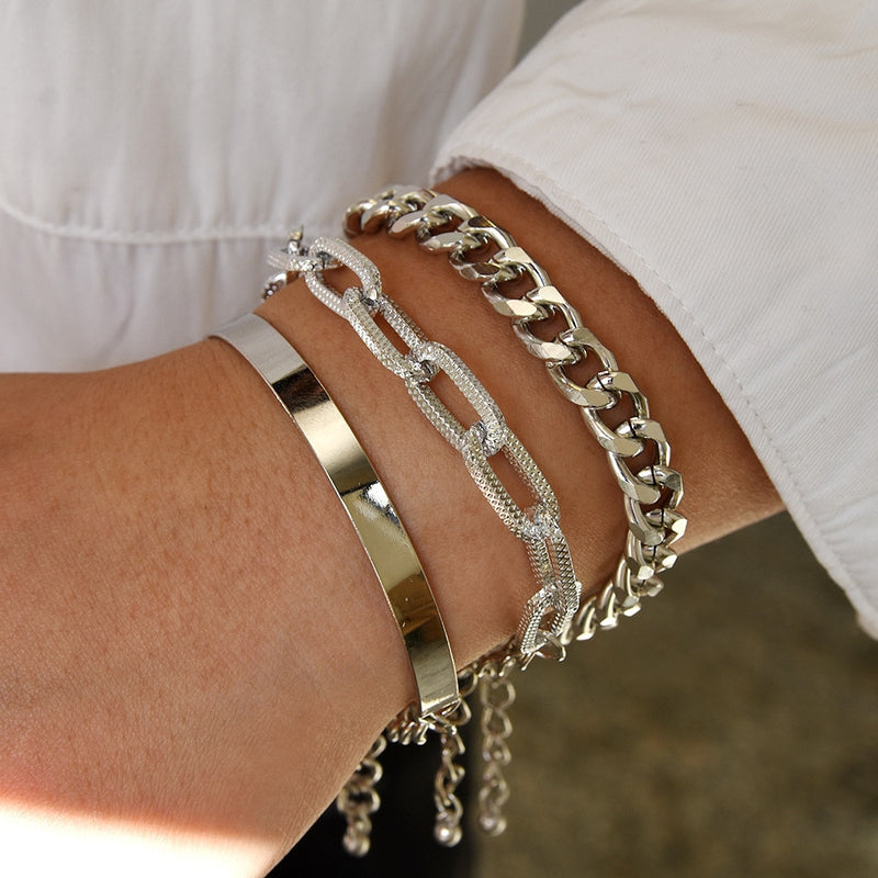 Gold Silver Color Bracelets Set