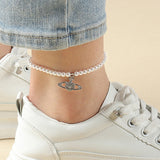 Crystal Pearl Saturn Chain Anklet