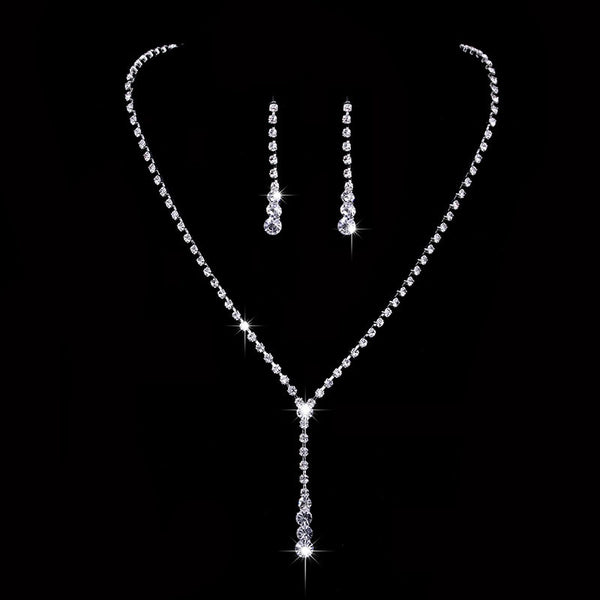 Crystal Zircon Necklace Earrings Set