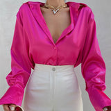 Spring Solid Long Sleeve Blouses