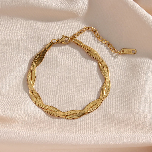 Herringbone Chain Necklace Bracelets Set