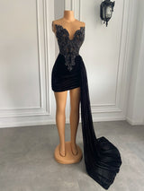 Gowns Black Velvet Short Dresses