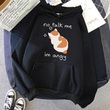 No Talk Me Cute Angry Cat Print Hoody