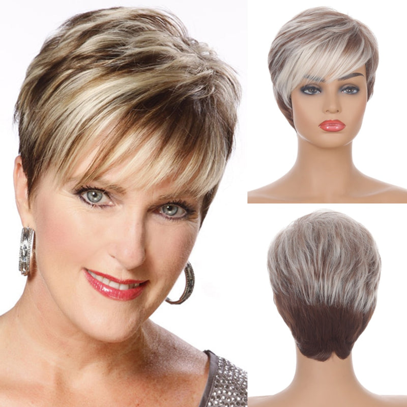 Synthetic Hair Silver Grey Wigs