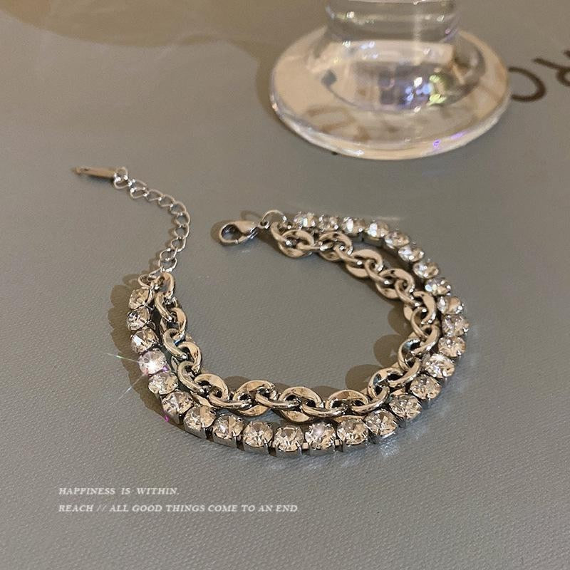 Double Layer Silver Colour Bracelet