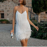 New Sexy Tassel Sequins Feather Mini Dress Women