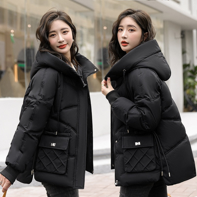 Loose Hooded Cotton Coat