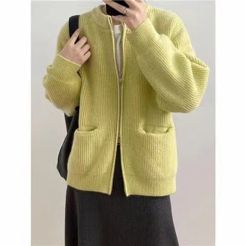 Double Zip Knitted Sweater Coats