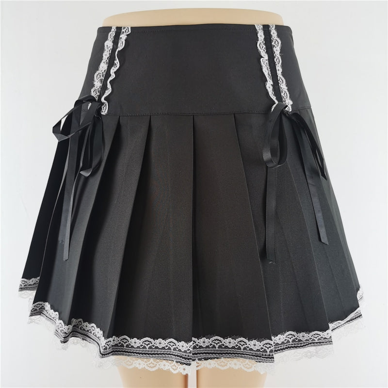 Punk Gothic Black High Waist Black Skirts