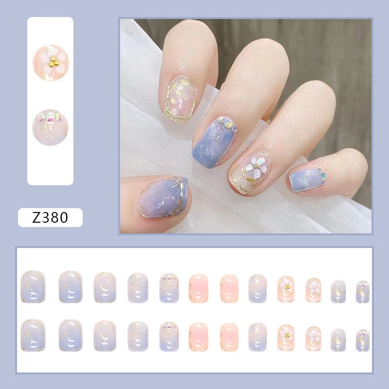 Detachable False Nails Rhinestones