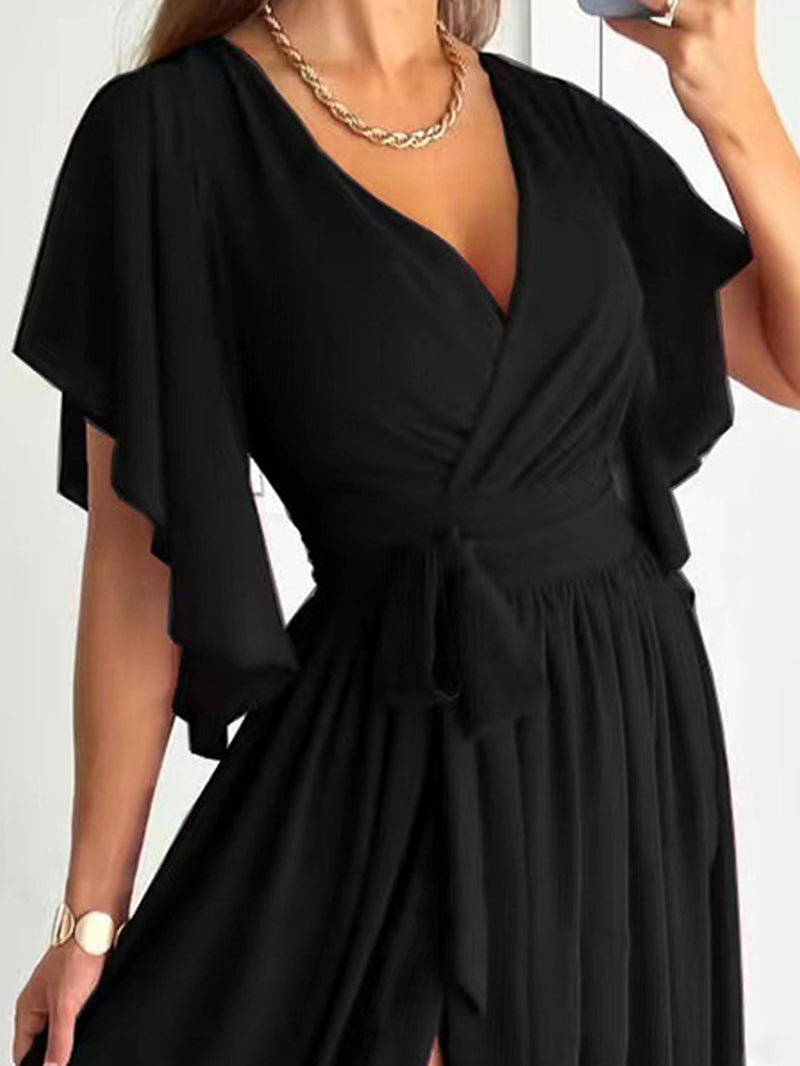 Plus Size V-neck Short Sleeve Long Casual Dress