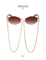 Retro Hexagon With Chain Sunglasses