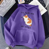 No Talk Me Cute Angry Cat Print Hoody