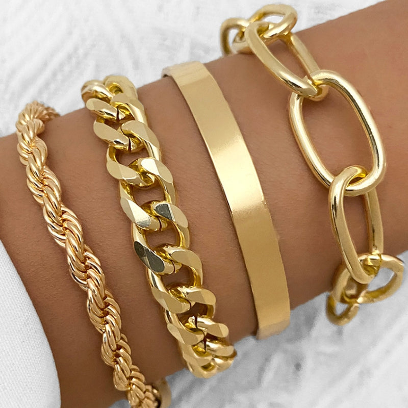 Gold Silver Color Bracelets Set