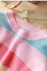 Rainbow Striped Round Neck Knitwear