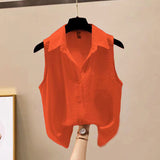 Sleeveless Chiffon Crepe Blouse