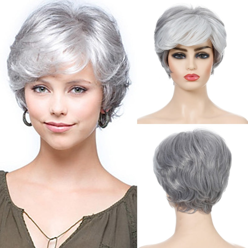 Synthetic Hair Silver Grey Wigs