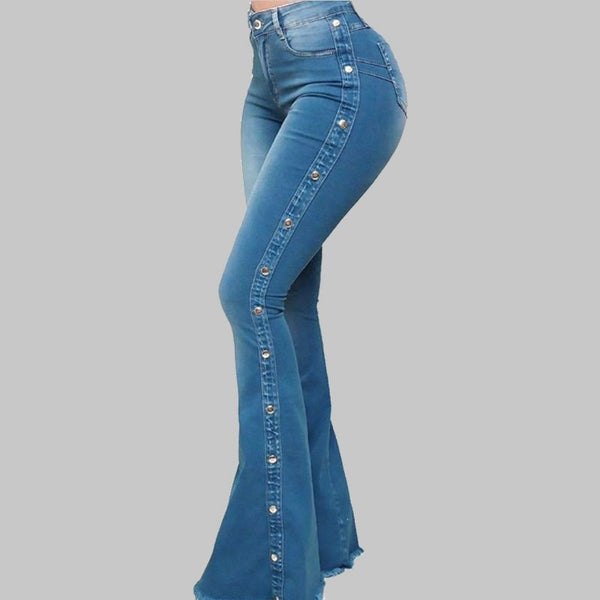 Mid Waisted Stretch Flare Jeans