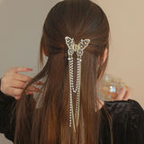 Female Butterfly Pearl Tassel Hair Claw