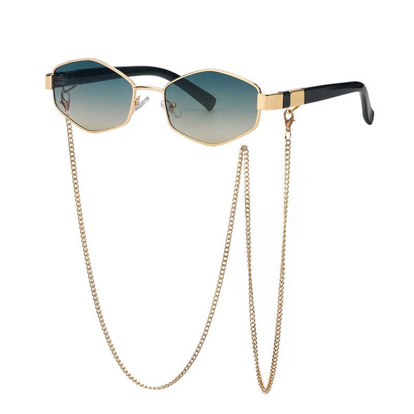 Retro Hexagon With Chain Sunglasses