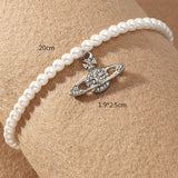 Crystal Pearl Saturn Chain Anklet