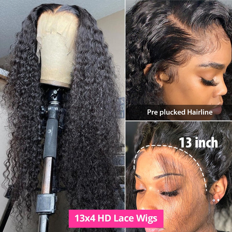  Lace Front Human Hair Deep Wave Frontal Wig 