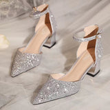 Gold Silver Sequins High Heels