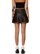 Rivet Hem Buckle High Waist Mini Skirt