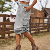 Denim Workwear Women Cargo Skirt