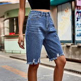 Retro Fashion Street Ripped Cropped Pant