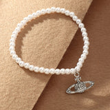 Crystal Pearl Saturn Chain Anklet