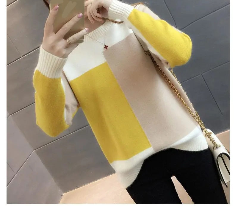 Patchwork Knitted Warm Sweater